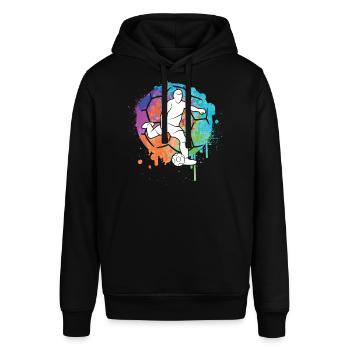Fußball Fußballer Mädchen Fußballspieler Jungen - Stanley/Stella Unisex Hoodie SOUNDER - Schwarz - Vorne - Alina (178cm) & Michal (187cm)
