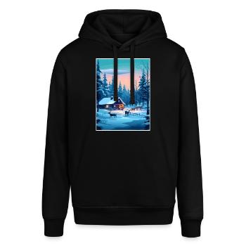 Lappland Finnland Insel Vintage Reiseposter WPA - Stanley/Stella Unisex Hoodie SOUNDER - Schwarz - Vorne - Alina (178cm) & Michal (187cm)