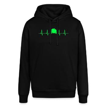 Motorrad Herzschlag Motorradfahrer - Stanley/Stella Unisex Hoodie SOUNDER - Schwarz - Vorne - Alina (178cm) & Michal (187cm)