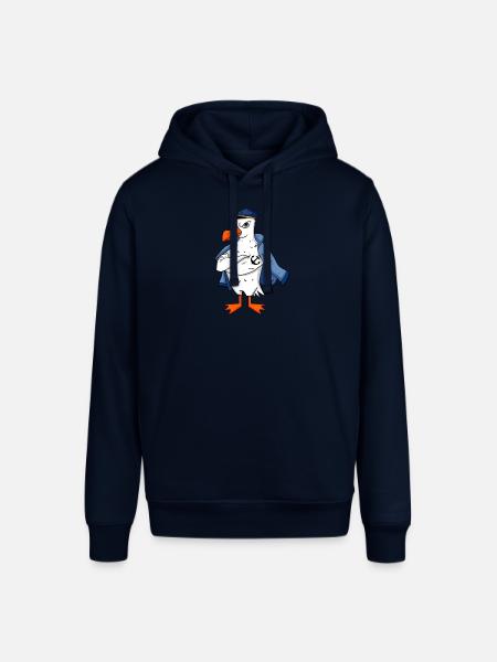 Muscular seagull with anchor tattoo seagull gift - Stanley/Stella SOUNDER Unisex Hoodie - navy