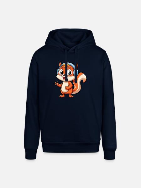 Ekorre Rolig Tecknad Figur Hörlurar Musik - Luvtröja SOUNDER unisex från Stanley/Stella - marinblå