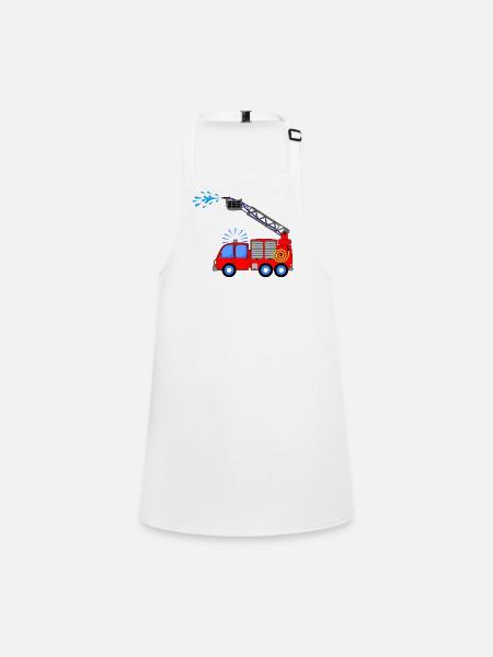 Fire engine with ladder and water children - Children's Apron - white - Front