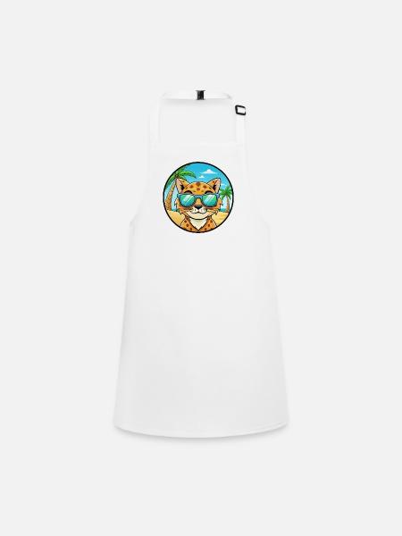 Australian Spotted Mist Cat Breed Cartoon Beach - Children's Apron - white - Front