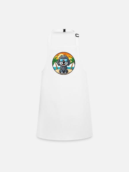 Portugiesische Wasserhundrasse Cartoon Sonnenbrille Strand - Schürze für Kinder - Weiß - Vorne