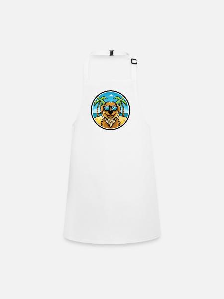 Frisian Water Dog Breed Cartoon Sunglasses Beach - Children's Apron - white - Front