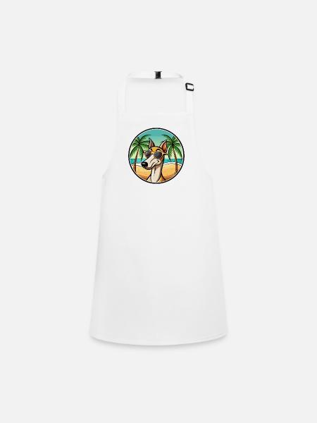 Old Croatian Sighthound Dog Breed Cartoon Beach - Children's Apron - white - Front
