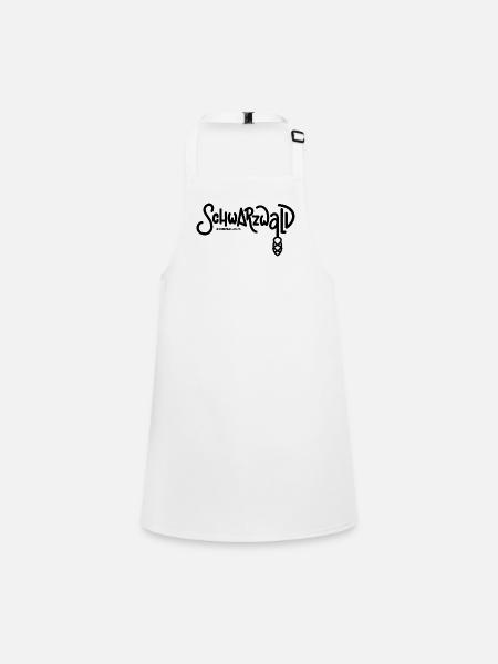 'Black Forest' with hearts black and white - Children's Apron - white - Front