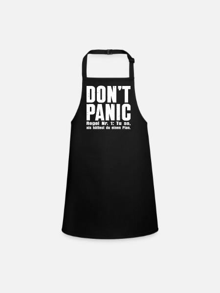 DON'T PANIC – The First Rule - Children's Apron - black - Front