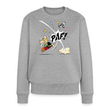 Asterix & Obelix - Asterix Faust - Frauen Premium Bio Pullover - Grau meliert - Vorne - Selfina (174cm)