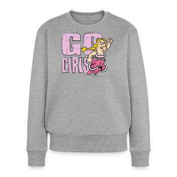Asterix & Obelix Go Girls Gutemine - Frauen Premium Bio Pullover - Grau meliert - Vorne - Selfina (174cm)
