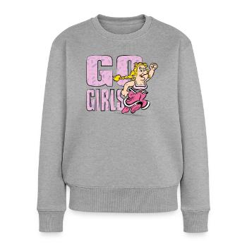Asterix & Obelix Go Girls Gutemine - Frauen Premium Bio Pullover - Grau meliert - Vorne - Selfina (174cm)