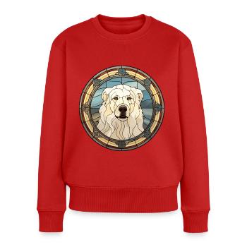 Große Pyrenäen-Hunderasse Buntes Glas Buntes Wa - Frauen Premium Bio Pullover - Rot - Vorne - Julia (174cm)