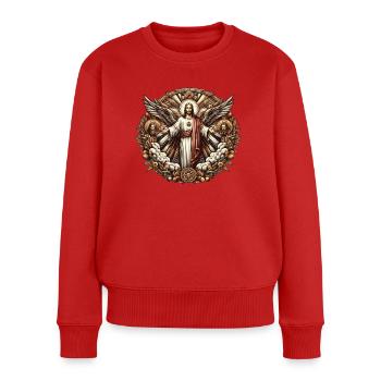 Logo de Jésus-Christ - Pull Premium bio Femme - rouge - Devant - Julia (174cm)