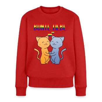 Bunte Liebe Katzen Regenbogen Lesbe Schwul Queer - Frauen Premium Bio Pullover - Rot - Vorne - Julia (174cm)