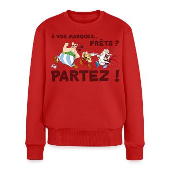 Asterix - Auf die Plätze... Darlehen? Gehen Sie weg! - Frauen Premium Bio Pullover - Rot - Vorne - Julia (174cm)