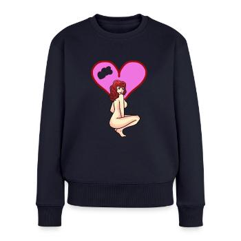 Sex Liebe Domina Stripperin Erotik nackte Frau - Frauen Premium Bio Pullover - Navy - Vorne - Julia (174cm)