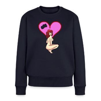 Sex Liebe Domina Stripperin Erotik nackte Frau - Frauen Premium Bio Pullover - Navy - Vorne - Julia (174cm)