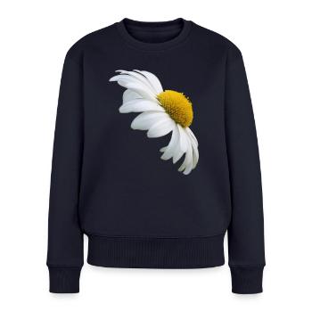 Margeriten Margerite weiße Blume Gänseblume - Frauen Premium Bio Pullover - Navy - Vorne - Julia (174cm)