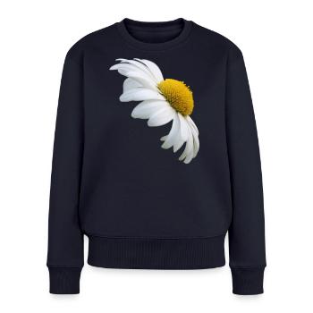 Margeriten Margerite weiße Blume Gänseblume - Frauen Premium Bio Pullover - Navy - Vorne - Julia (174cm)