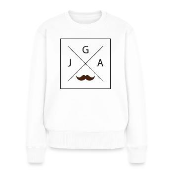 JGA - Schnurbart - Bräutigam - Frauen Premium Bio Pullover - Weiß - Vorne - Julia (174cm)