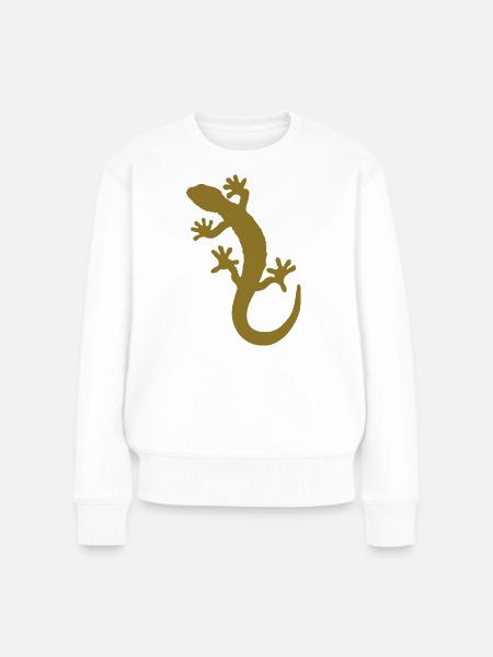 gecko - Frauen Premium Bio Pullover - Weiß