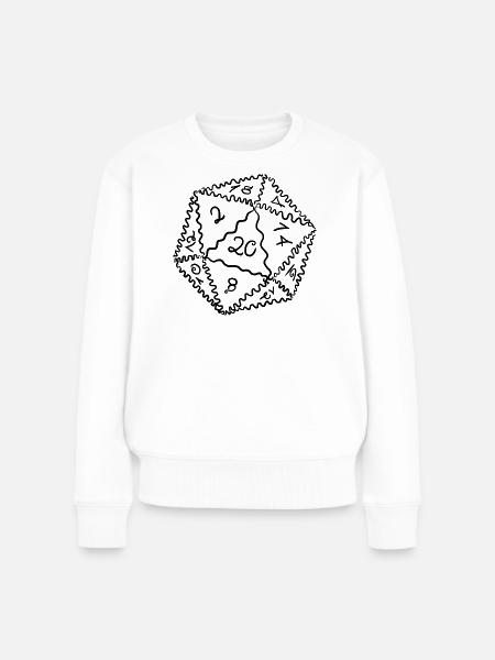 D20 Würfel - Frauen Premium Bio Pullover - Weiß