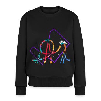 Turbulente Achterbahn Loopingbahn - Frauen Premium Bio Pullover - Schwarz - Vorne - Julia (174cm)