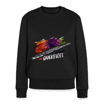 Flinke Querflötistin Marschkapelle - Frauen Premium Bio Pullover - Schwarz - Vorne - Julia (174cm)