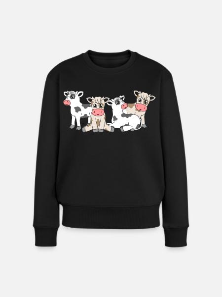 Kälber - Frauen Premium Bio Pullover - Schwarz