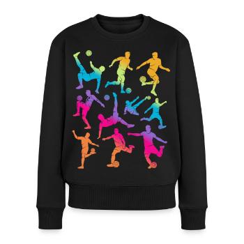Fußball Fußballer Mädchen Fußballspieler Kinder - Frauen Premium Bio Pullover - Schwarz - Vorne - Julia (174cm)