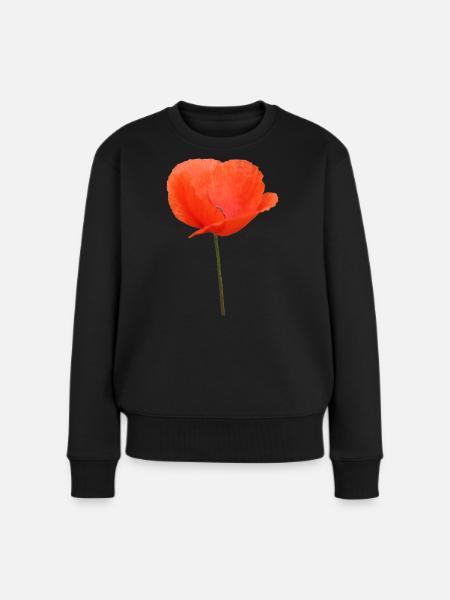 Mohnblume Mohn Klatschmohn - Frauen Premium Bio Pullover - Schwarz