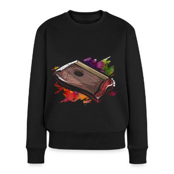 Zauberhafte Zither Saitenklang - Frauen Premium Bio Pullover - Schwarz - Vorne - Julia (174cm)
