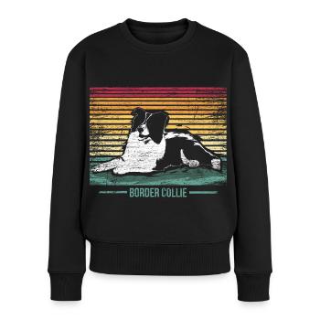 Wendiger Border Collie Schafherde - Frauen Premium Bio Pullover - Schwarz - Vorne - Julia (174cm)