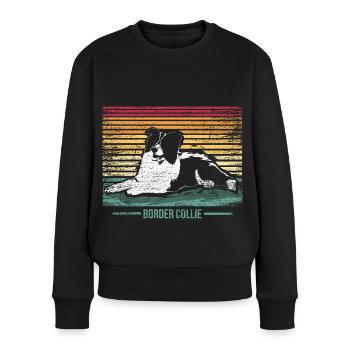 Wendiger Border Collie Schafherde - Frauen Premium Bio Pullover - Schwarz - Vorne - Julia (174cm)