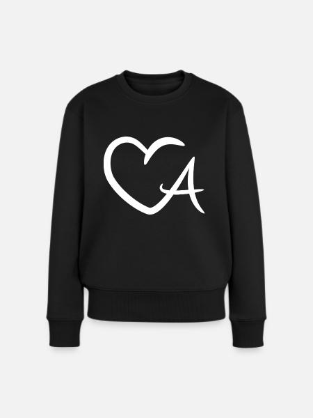 Herz Buchstabe A - Frauen Premium Bio Pullover - Schwarz