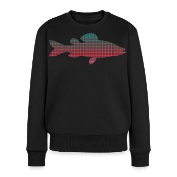 Zander Angler Design verpixelt Zander Angeln - Frauen Premium Bio Pullover - Schwarz - Vorne - Julia (174cm)