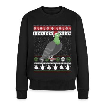 Ugly Christmas Taube - Frauen Premium Bio Pullover - Schwarz - Vorne - Julia (174cm)
