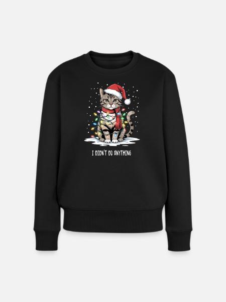 Christmas Cat - Frauen Premium Bio Pullover - Schwarz