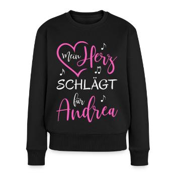 Mein Herz schlägt für Andrea - Frauen Premium Bio Pullover - Schwarz - Vorne - Julia (174cm)
