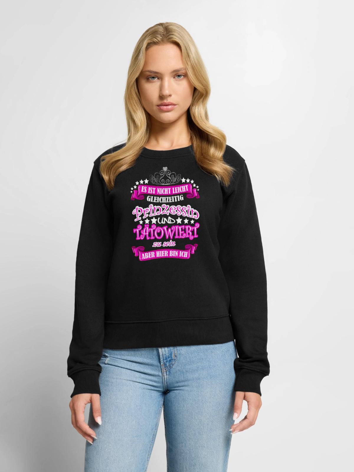 Tattoo Tätowiert - Frauen Premium Bio Pullover - Schwarz - Vorne - Julia (174cm)