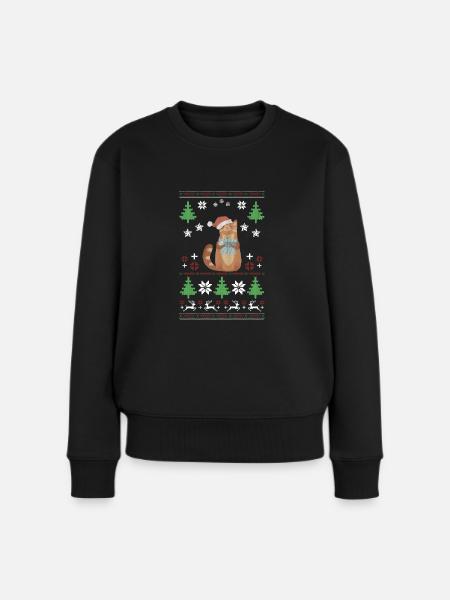 Katzen Ugly Christmas Geschenk - Frauen Premium Bio Pullover - Schwarz