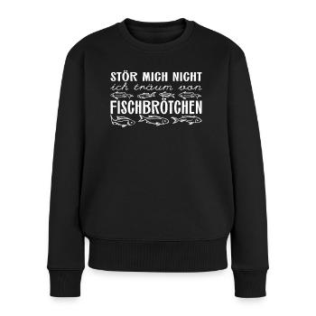 Ich träum von Fischbrötchen - Frauen Premium Bio Pullover - Schwarz - Vorne - Julia (174cm)