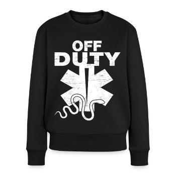 Off Duty Sanitäter Rettungsdienst - Frauen Premium Bio Pullover - Schwarz - Vorne - Julia (174cm)