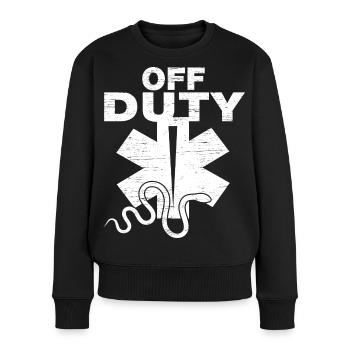 Off Duty Sanitäter Rettungsdienst - Frauen Premium Bio Pullover - Schwarz - Vorne - Julia (174cm)
