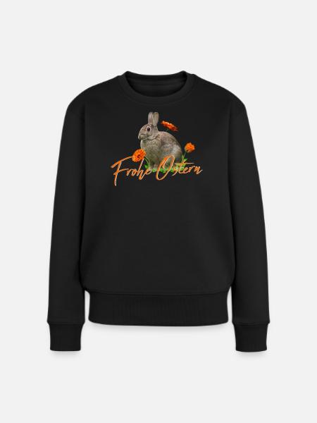 Frohe Ostern Osterhase - Frauen Premium Bio Pullover - Schwarz