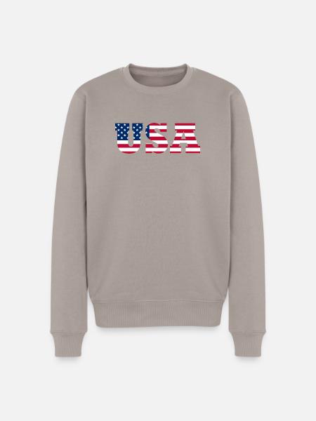 Stars & Stripes Lettermark USA - Men's Premium Organic Jumper - taupe