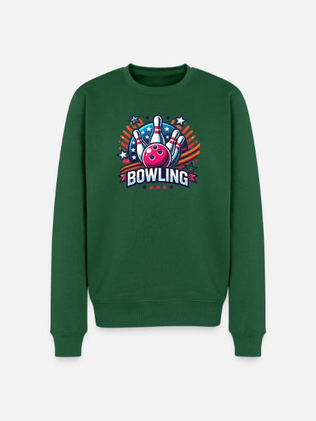 Bowling Logo - Men's Premium Organic Jumper - bottle green
