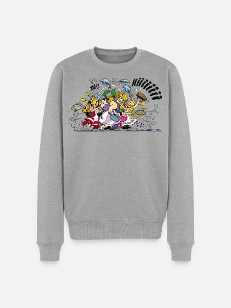 Asterix & Obelix Schlägerei - Männer Premium Bio Pullover - Grau meliert