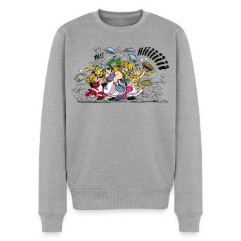 Asterix & Obelix Schlägerei - Männer Premium Bio Pullover - Grau meliert - Vorne - Thijin (182cm)