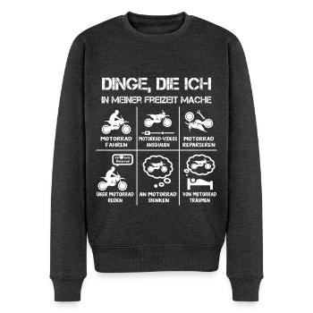 Freizeit - Motorradfahrer - Biker - Männer Premium Bio Pullover - Anthrazit meliert - Vorne - Thijin (182cm)
